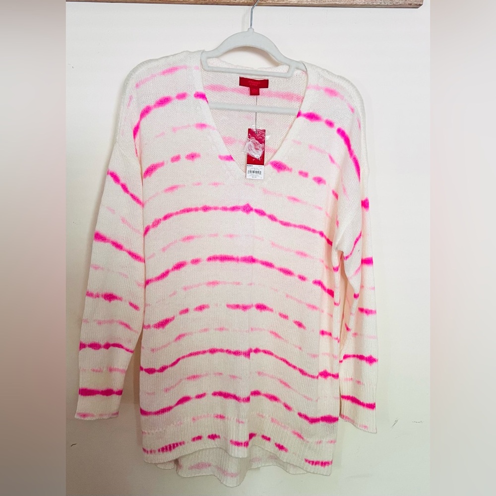 NWT Jennifer Lopez White and Pink TieDye Oversized Sweater size XL
